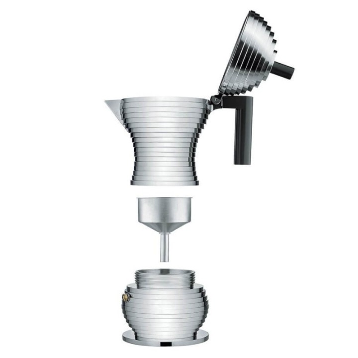 Alessi Pulcina 3 koppar espressokanna svart