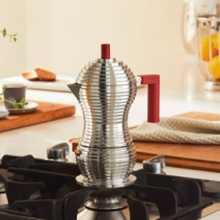 Alessi Pulcina Induktion 3-kopps espressokanna Röd