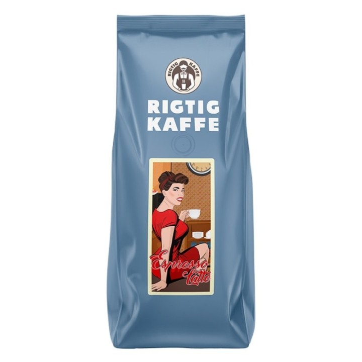Rigtig Kaffe Espresso Latte 500 g hela kaffebönor