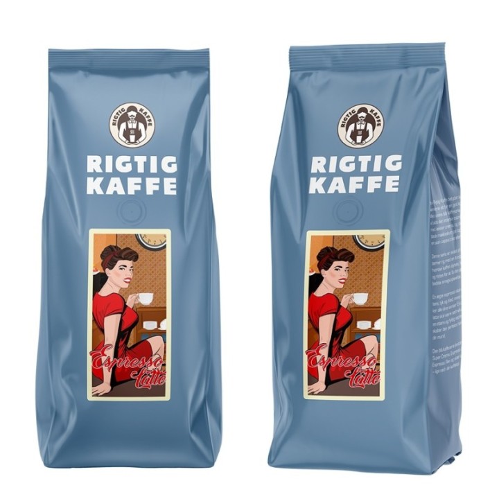 Rigtig Kaffe Espresso Latte 3kg Hela kaffebönor