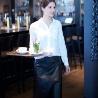 DutchDeluxes Professionell Läder Barista förkläde Lång - Svart