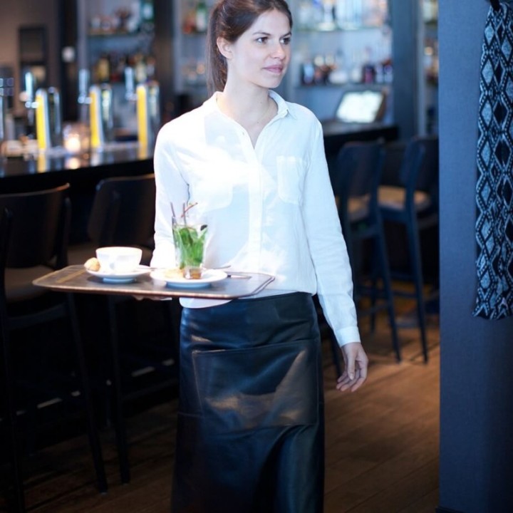 DutchDeluxes Professionell Läder Barista förkläde Lång - Svart