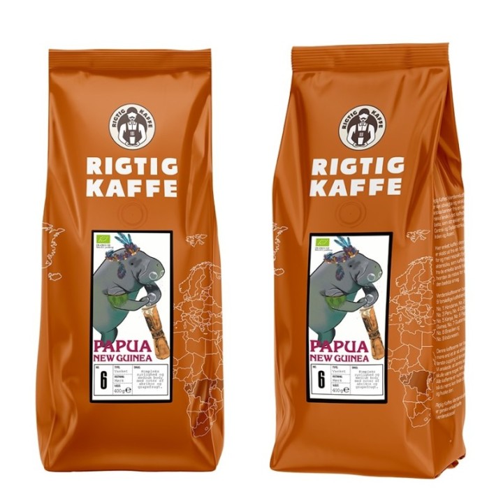 Rigtig Kaffe Papua Nya Guinea Nr. 6 - 15x400g hela kaffebönor
