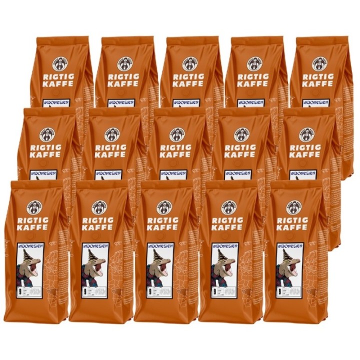 Rigtig Kaffe Indonesien Nr. 9 - 15x400g Hela kaffebönor