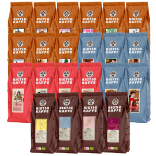 Rigtig Kaffe Mixpaket 21 varianter Hela kaffebönor