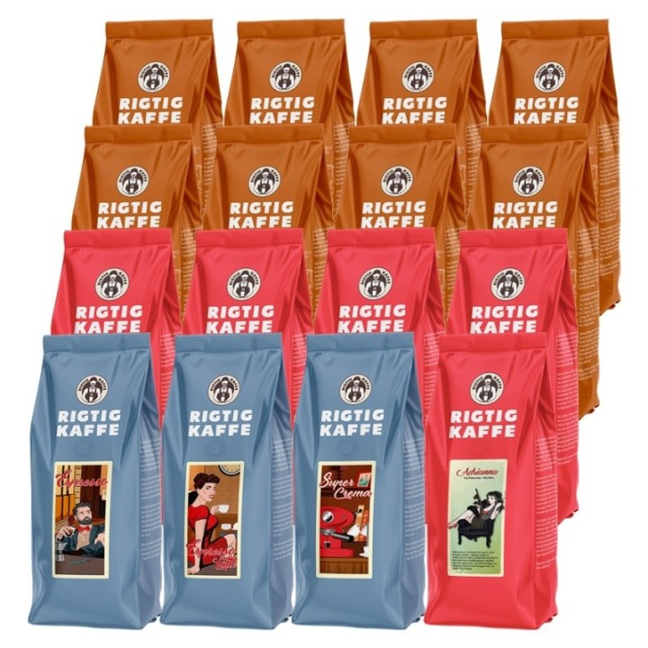 Rigtig Kaffe Mixpaket 16 varianter Hela kaffebönor