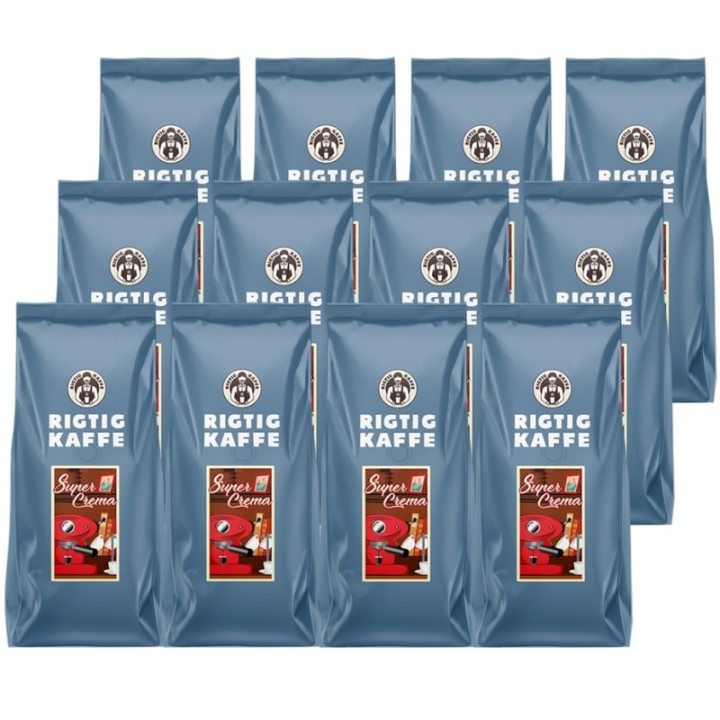 Rigtig Kaffe Super Crema 12kg Hela kaffebönor