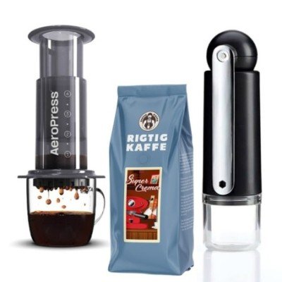AeroPress inkl. CrushGrind Resekvarn & 500g Super Crema