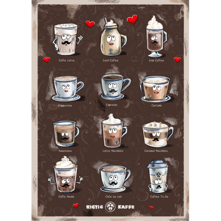 Kaffeposter Rigtig Kaffe 2 bruna affischer 21x30 cm