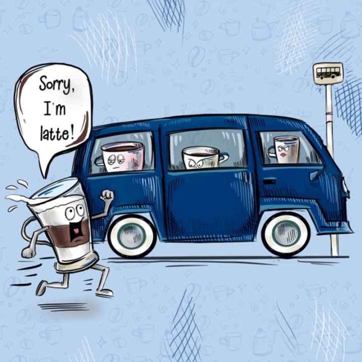 Kaffeaffisch Rigtig Kaffe 2 blå/ljusrosa affischer 21x30 cm