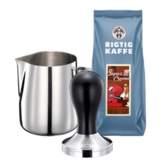 House of Barista Tamper, Mjölkkanna & 500 g Super Crema