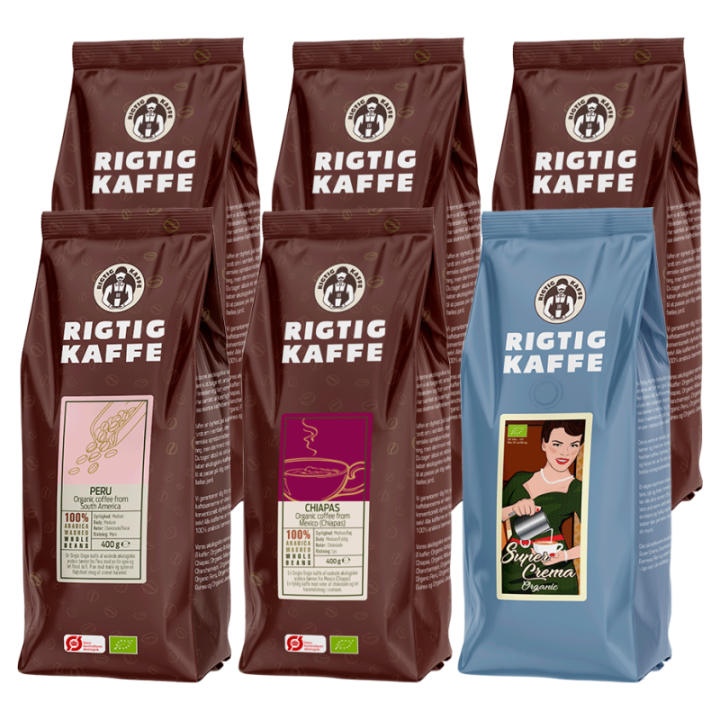 Rigtig Kaffe Ekologisk Mixpaket 2,5 kg Hela kaffebönor