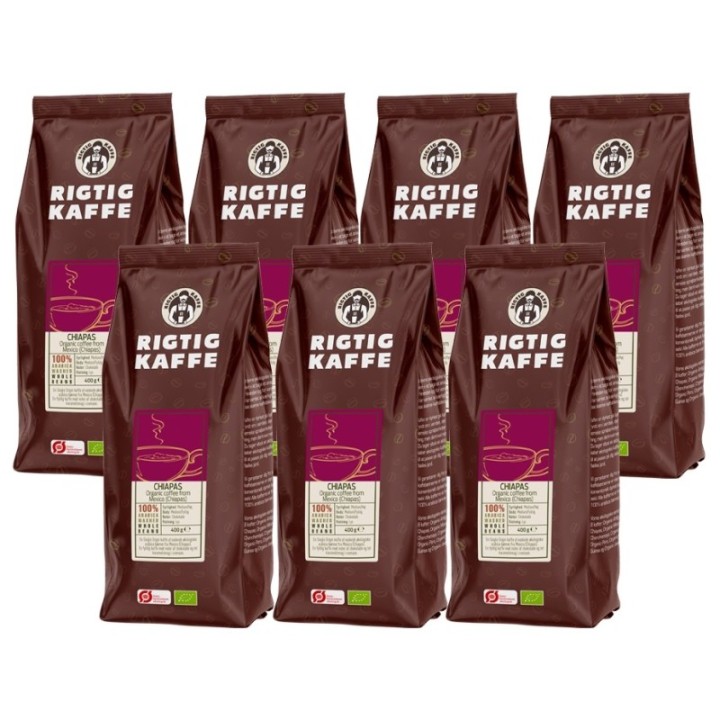 Rigtig Kaffe Ekologisk Chiapas 7x400g Hela kaffebönor