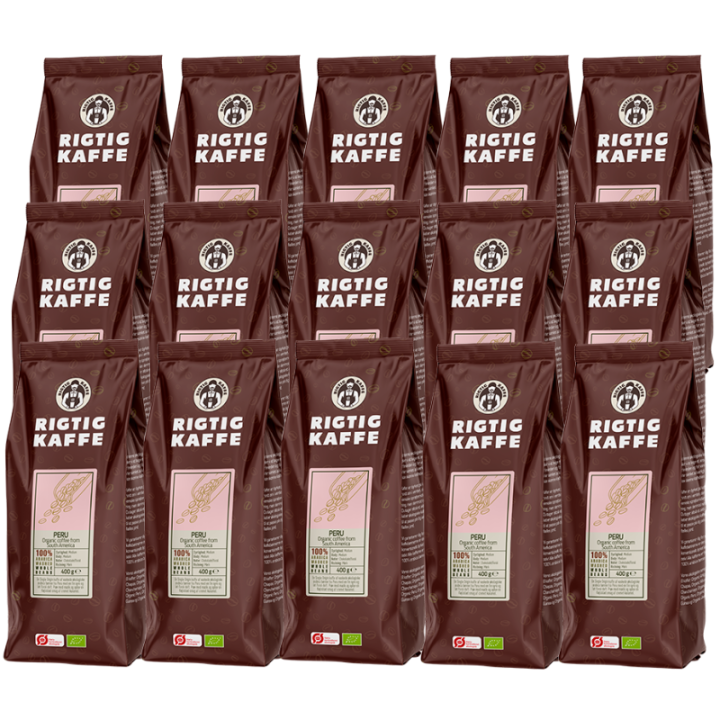 Rigtig Kaffe Ekologisk Peru 15x400g Hela kaffebönor
