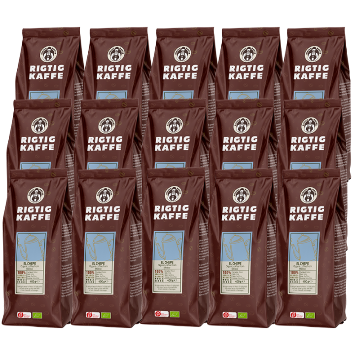 Rigtig Kaffe Ekologisk El Chebe 15x400g Hela kaffebönor