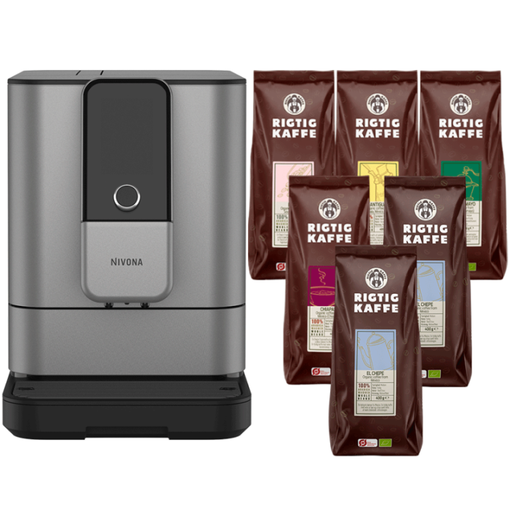 Nivona NIVO 8103 Titanium espressomaskin inkl. 6x400g Rigtig Kaffe Ekologisk