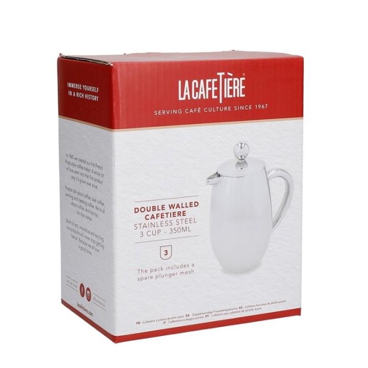 La Cafetière 3-kopps stempelkanna i stål