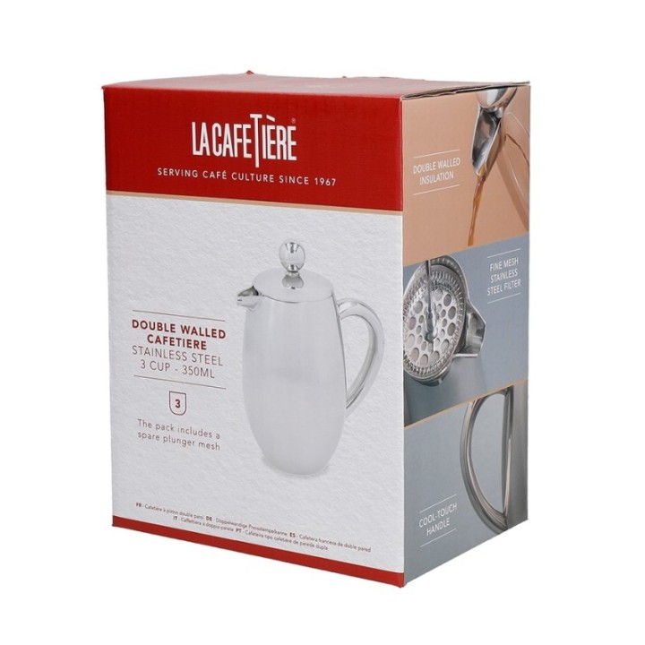 La Cafetière 3-kopps stempelkanna i stål