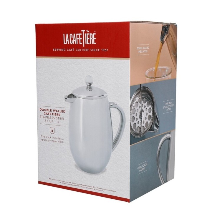 La Cafetière 8 Kop. Stempelkanna Stål