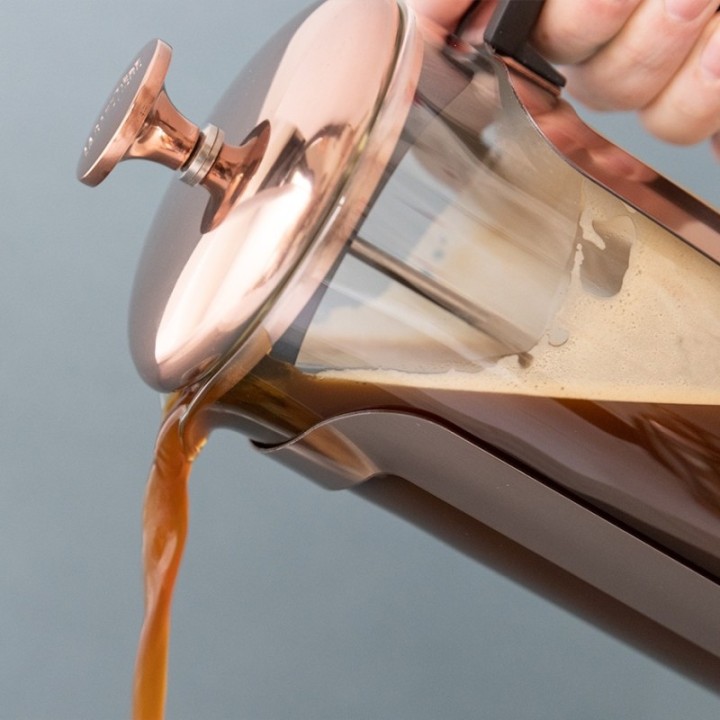 La Cafetière Roma 3 kop. stempelkanna koppar