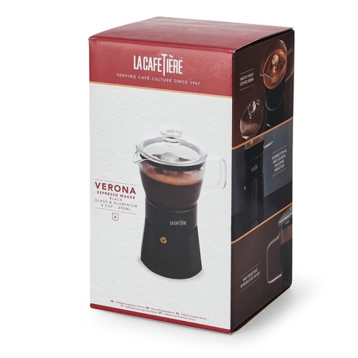 La Cafetière Verona 6 koppar espressokanna svart