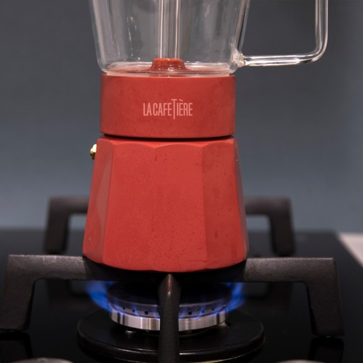 La Cafetière Verona 6 koppar espressokanna röd