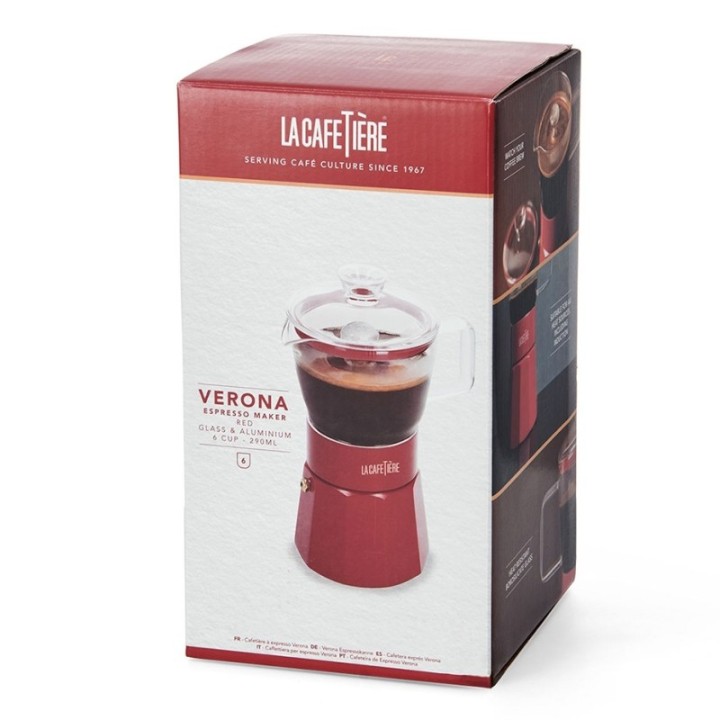 La Cafetière Verona 6 koppar espressokanna röd