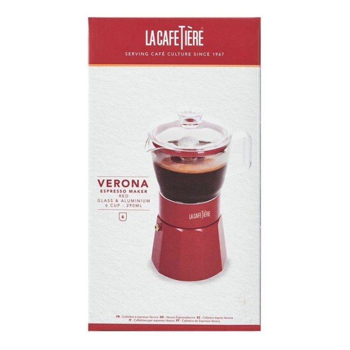 La Cafetière Verona 6 koppar espressokanna röd