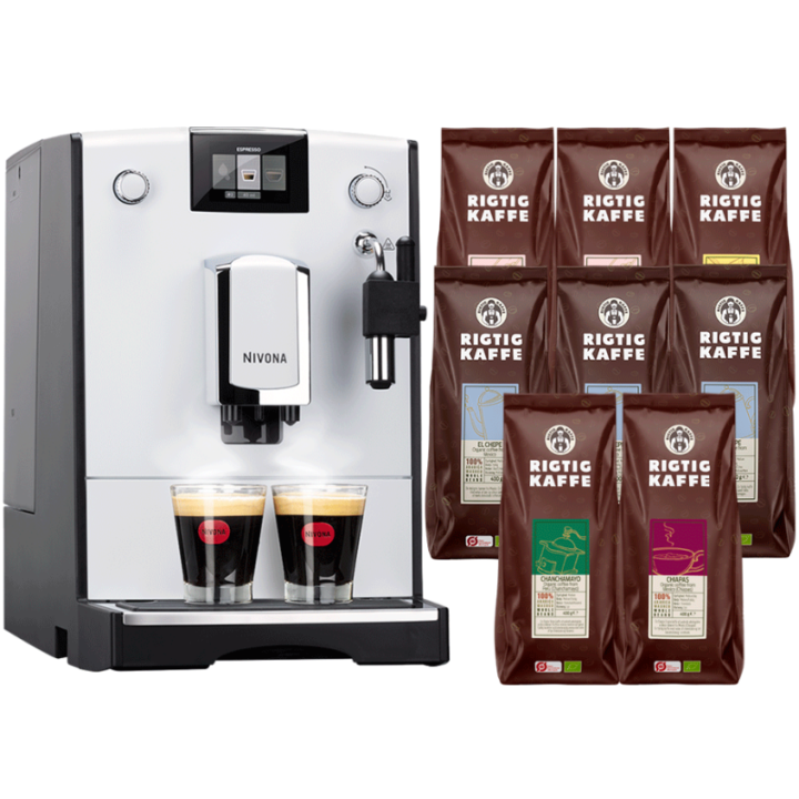 Nivona NICR 560 Vit Espressomaskin Inkl. 8x400g Rigtig Kaffe Ekologisk