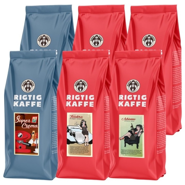 Rigtig Kaffe Bästsäljarmixpaket 6 kg hela kaffebönor