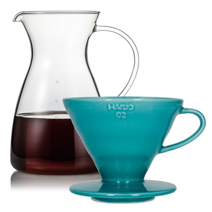 Hario Filterbryggset inkl. V60-02 keramisk dripper 2 koppar & glaskanna 0,4 L
