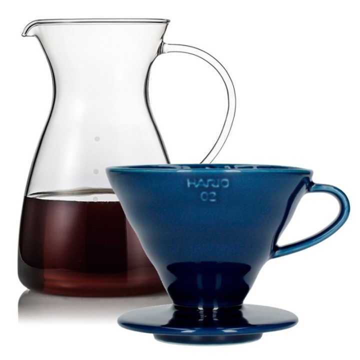 Hario Filterbryggset inkl. V60-02 keramisk dripper 2 koppar & glaskanna 0,4 L