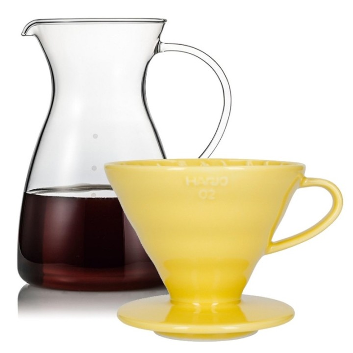 Hario Filterbryggset inkl. V60-02 keramisk dripper 2 koppar & glaskanna 0,4 L