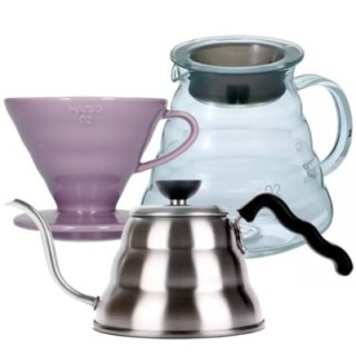 Hario Filterbryggset inkl. V60-02 keramisk dripper för 2 koppar, serveringskanna 0,6 l & hällkanna