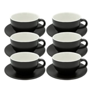 Club House Tulipano Latte med underkopp matt svart 30 cl 6 st