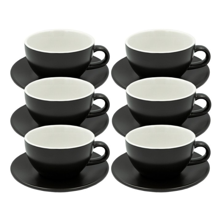 Club House Tulipano Latte med underkopp matt svart 30 cl 6 st