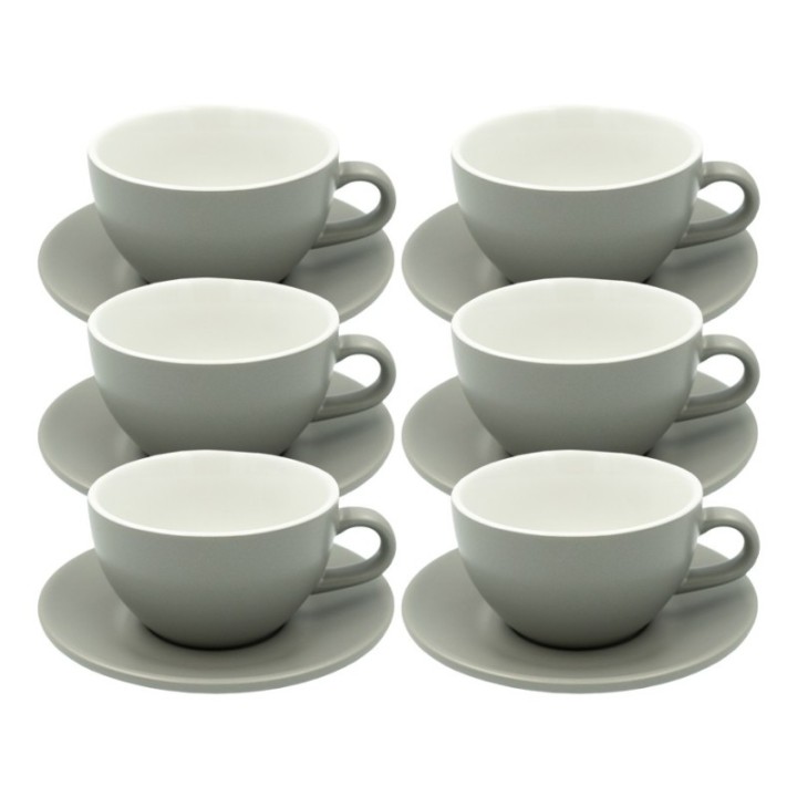 Club House Tulipano Latte med underkopp matt grå 30 cl 6 st