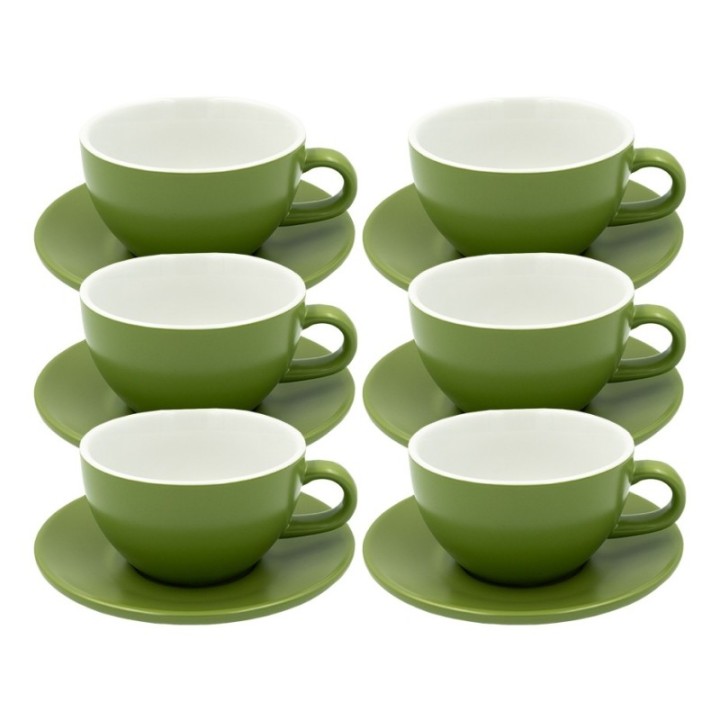 Club House Tulipano Latte med underkopp matt grön 30 cl 6 st