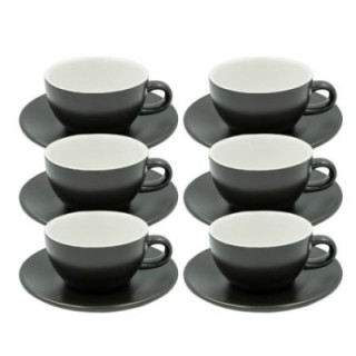 Club House Tulipano Cappuccino med underkopp matt svart 26 cl 6 st