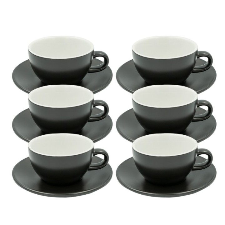 Club House Tulipano Cappuccino med underkopp matt svart 26 cl 6 st