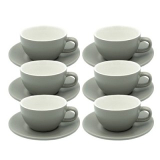 Club House Tulipano Cappuccino med underfat matt grå 26 cl 6 st