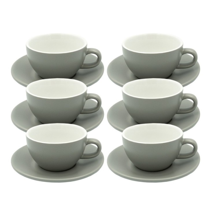 Club House Tulipano Cappuccino med underfat matt grå 26 cl 6 st