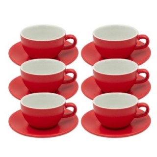 Club House Tulipano Cappuccino med underfat matt röd 26 cl 6 st