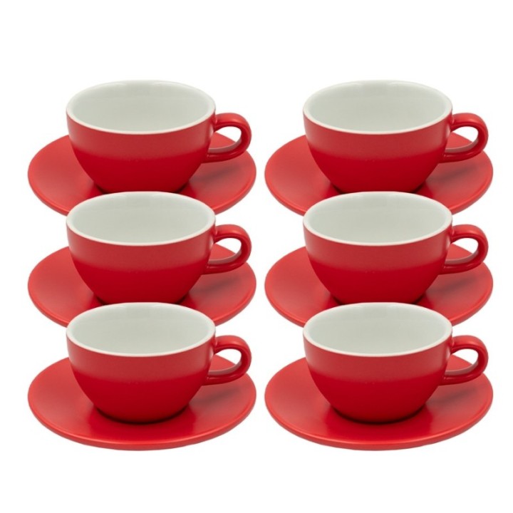 Club House Tulipano Cappuccino med underfat matt röd 26 cl 6 st