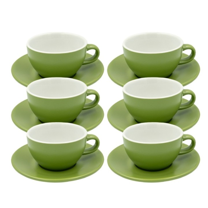 Club House Tulipano Cappuccino med underkopp matt grön 26 cl 6 st