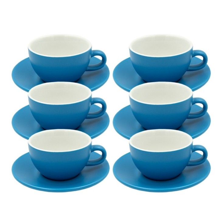 Club House Tulipano Cappuccino med fat matt blå 26 cl 6 st