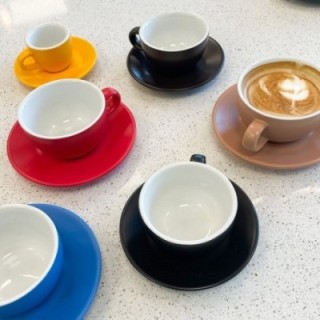 Club House Tulipano Cappuccino med fat matt blå 26 cl 6 st