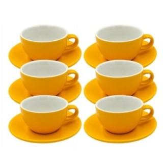 Club House Tulipano Cappuccino med underfat matt gul 26 cl 6 st