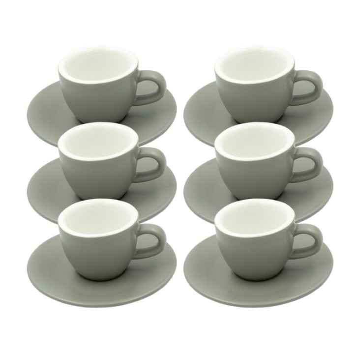 Club House Tulipano Espresso med underkopp matt grå 7 cl 6 st