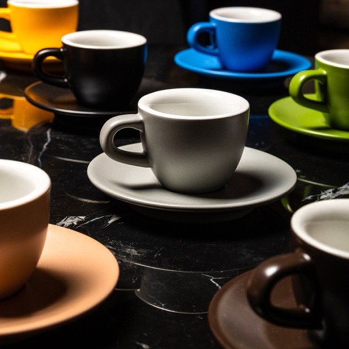 Club House Tulipano Espresso med underkopp matt grå 7 cl 6 st